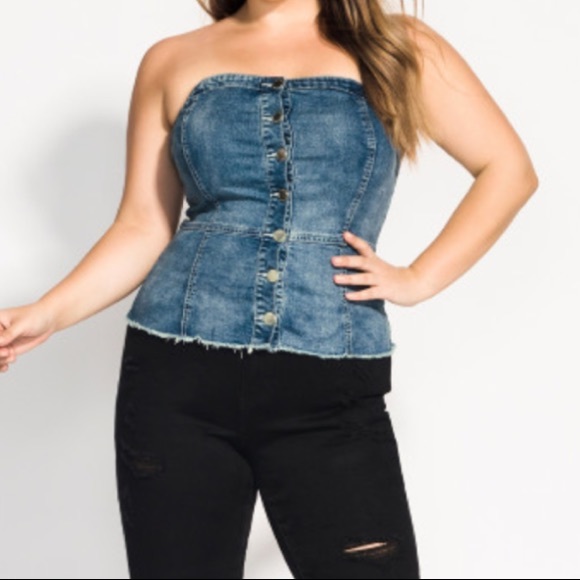 City Chic Fitted Denim Bustier 